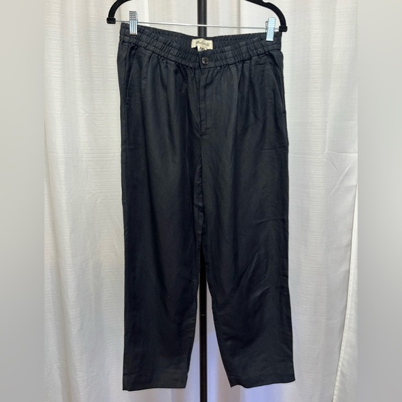 Madewell Linen-Blend Track Trousers in Black | size Medium - Picture 1 of 11